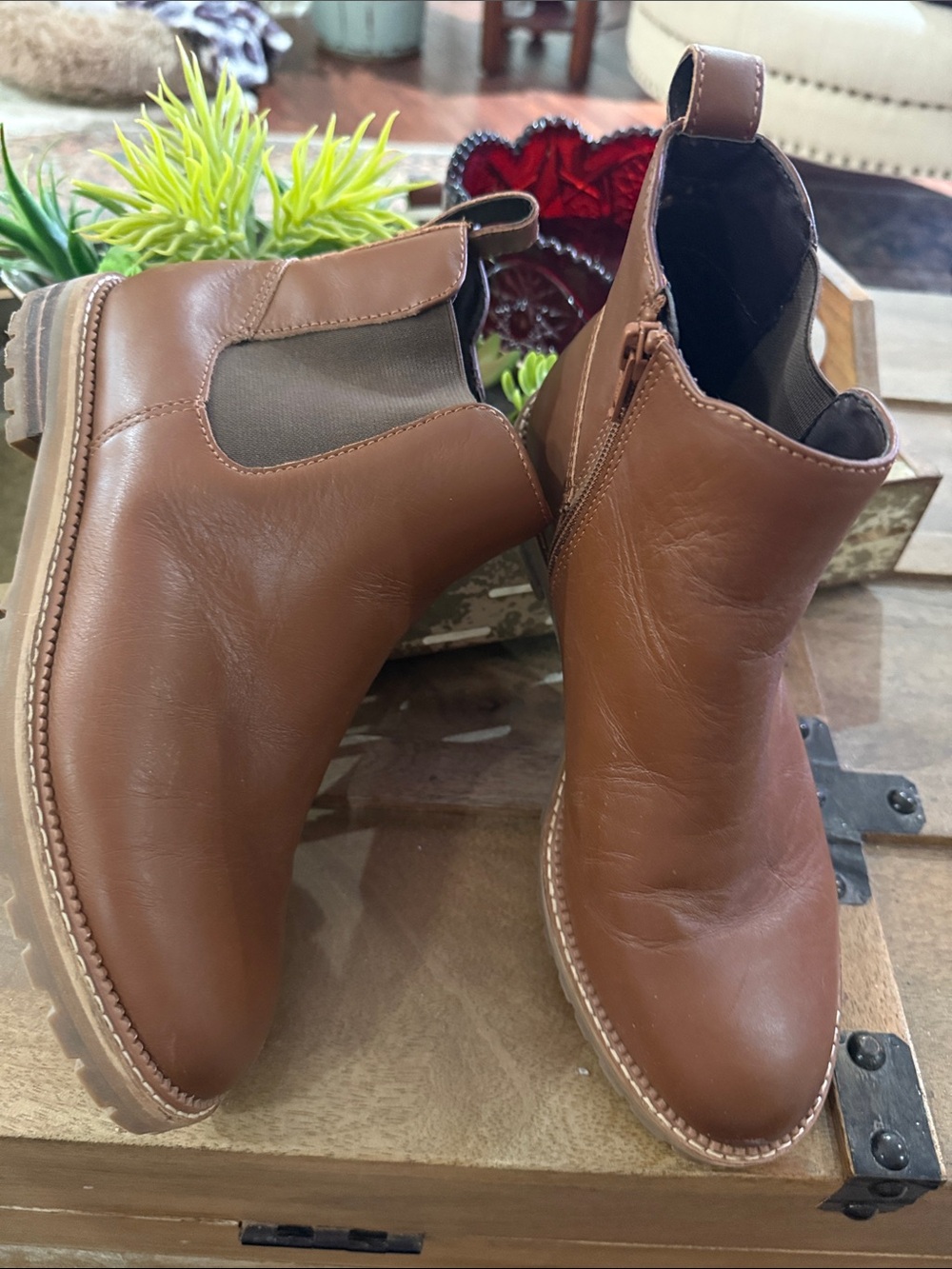 Lands' End Women's Tan Chelsea Ankle Boots